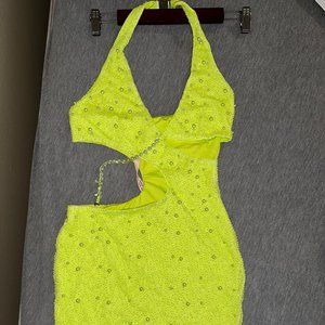 Lime Green Mini Embellished Dress